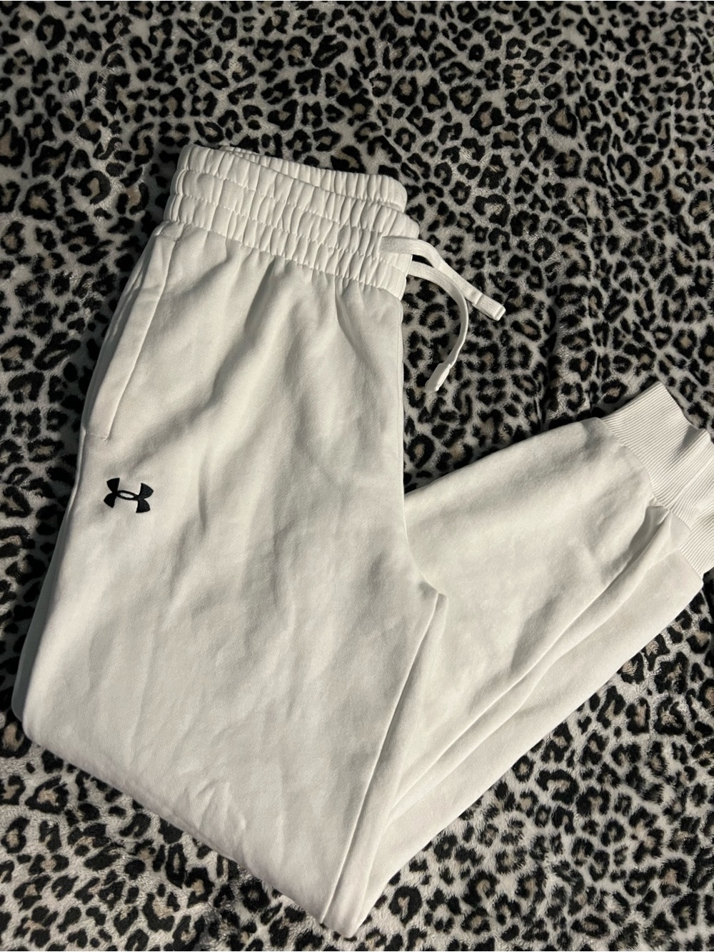 Under Armour Kids White Jogger Sweatpants with Black Logo